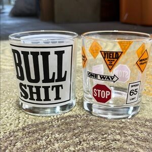 Set of Two Novelty High Ball Glasses